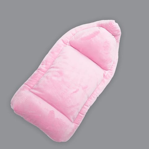 Born Babies Baby Cotton Printed Carry Bed Cum Sleeping Bag 3 in 1 Pink