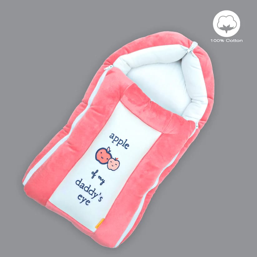 Born Babies Baby Cotton Printed Carry Bed Cum Sleeping Bag 3 in 1 Red