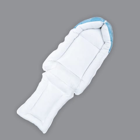 Born Babies Baby Cotton Printed Carry Bed Cum Sleeping Bag 3 in 1 Light Blue