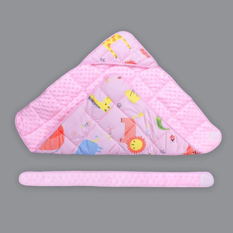 Born Babies Baby Cotton Printed Carry Bed Set Cum Sleeping Bag 2 in 1 Light Pink