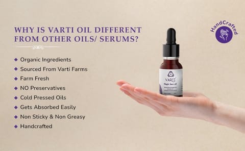 VARTI Organic Magic Face Oil 10ml, Kumkumadi Tailam, Natural & Chemical-free, Coconut, Almond, Olive & Avocado Oil, Anti-Ageing, Brightening Glass Skin, Reduces Wrinkles, Suitable for all Skin Type