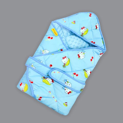 Born Babies Baby Cotton Printed Carry Bed Set Cum Sleeping Bag 2 in 1 Blue