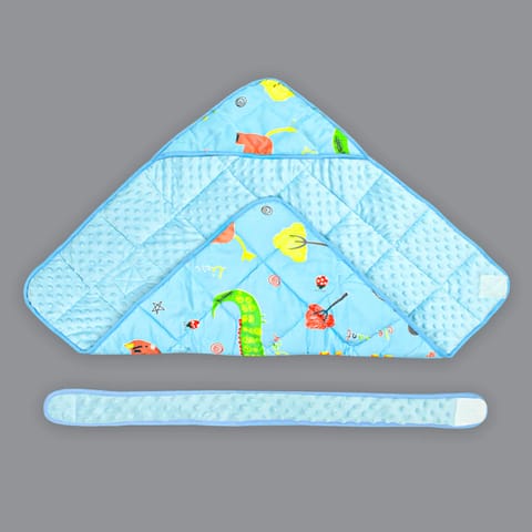 Born Babies Baby Cotton Printed Carry Bed Set Cum Sleeping Bag 2 in 1 Light Blue