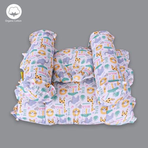 Born Babies Muslin Cotton Baby Printed Bolster Bedding Set - Green