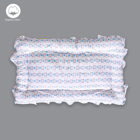 Born Babies Muslin Cotton Baby Printed Bolster Bedding Set - Blue