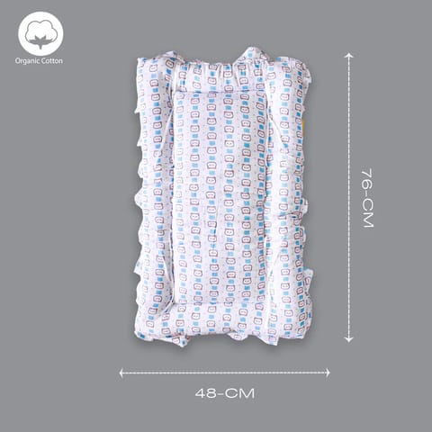 Born Babies Muslin Cotton Baby Printed Bolster Bedding Set - Blue