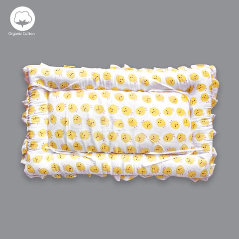 Born Babies Muslin Cotton Baby Printed Bolster Bedding Set - Yellow