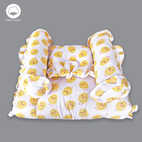 Born Babies Muslin Cotton Baby Printed Bolster Bedding Set - Yellow