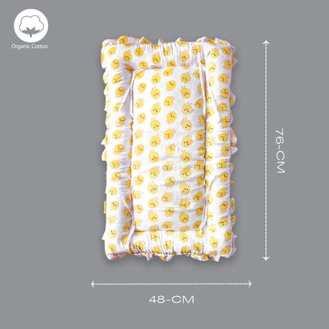 Born Babies Muslin Cotton Baby Printed Bolster Bedding Set - Yellow