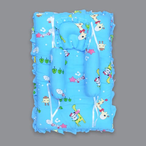 Born Babies baby Cotton Printed Bolster Bedding Set-Blue