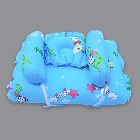 Born Babies baby Cotton Printed Bolster Bedding Set-Blue