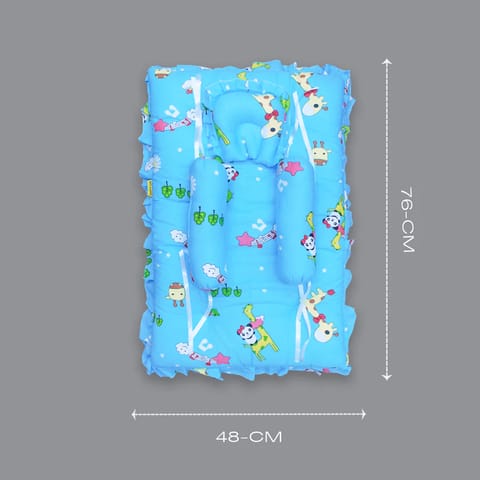 Born Babies baby Cotton Printed Bolster Bedding Set-Blue