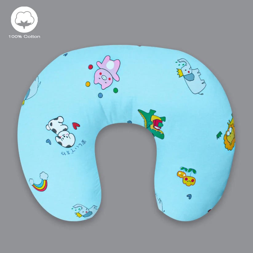 Born Babies Baby Cotton Printed Feeding Pillow Blue