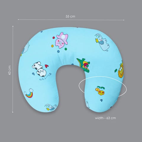 Born Babies Baby Cotton Printed Feeding Pillow Blue