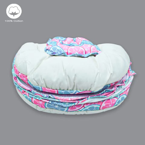 Born Babies Baby Cotton Printed Net Bed With Pillow Multicolored