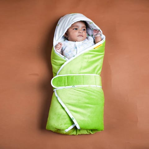 Born Babies  Baby Cotton Printed Carry Bed Set Cum Sleeping Bag 2 in 1 Green