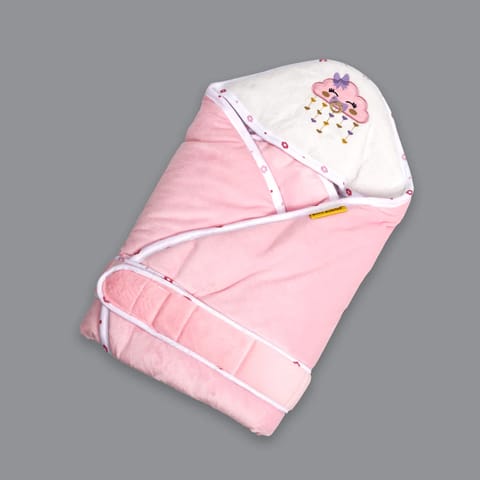 Born Babies  Baby Cotton Printed Carry Bed Set Cum Sleeping Bag 2 in 1 Pink