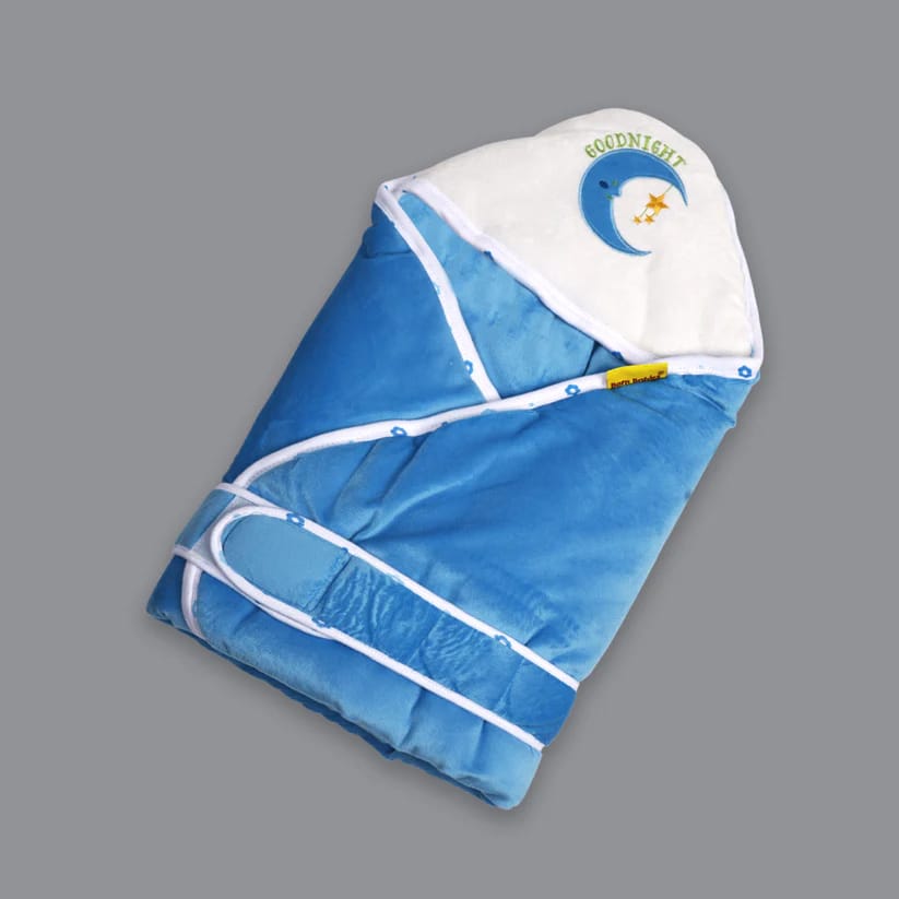 Born Babies  Baby Cotton Printed Carry Bed Set Cum Sleeping Bag 2 in 1 Blue