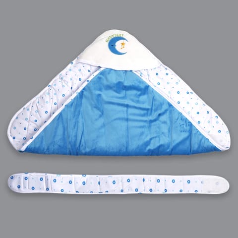 Born Babies  Baby Cotton Printed Carry Bed Set Cum Sleeping Bag 2 in 1 Blue