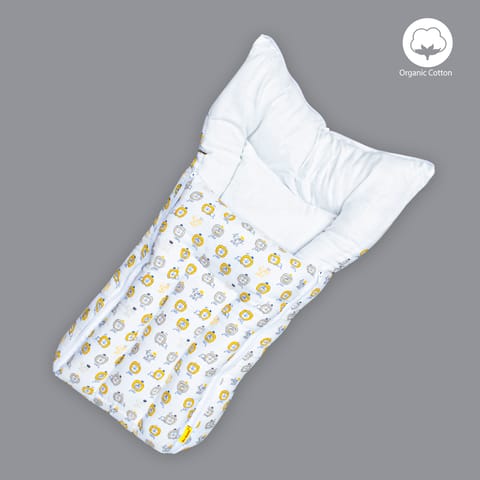 Born Babies Baby Muslin Organic Cotton Printed Carry Bed Cum Sleeping Bag 2 in 1 Black