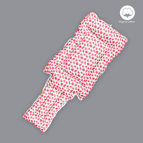 Born Babies Baby Muslin Organic Cotton Printed Carry Bed Cum Sleeping Bag 2 in 1 Red