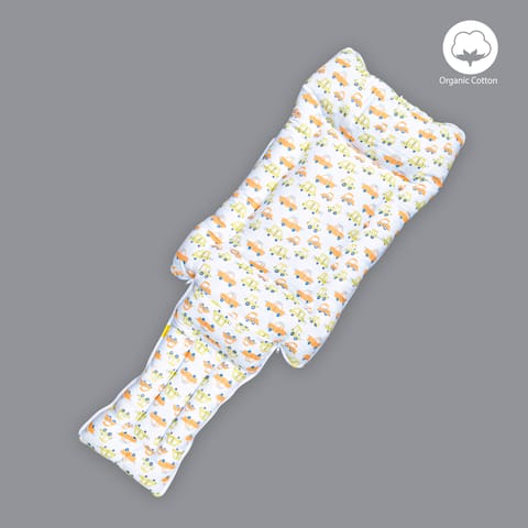 Born Babies Baby Muslin Organic Cotton Printed Carry Bed Cum Sleeping Bag 2 in 1 Yellow