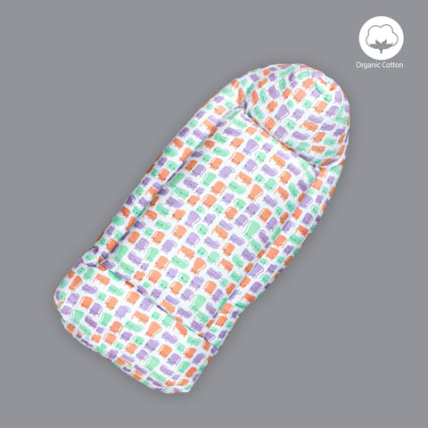 Born Babies Baby Muslin Organic Cotton Printed Carry Bed Cum Sleeping Bag 2 in 1 Orange