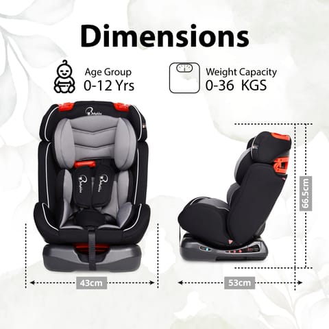 Babykins BK1004: ECE R44/04 Safety Certified Convertible Car Seat for Kids, 3 Recline Position (Age:0-12y) (Black & Grey) (SEAT Belt Installation ONLY)