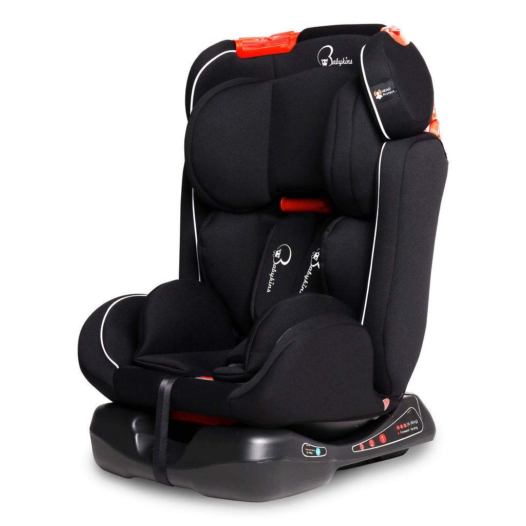 Babykins BK1004: ECE R44/04 Safety Certified Convertible Car Seat for Kids, 3 Recline Positions (Age:0-12y) (Matte Black) (SEAT Belt Installation ONLY)