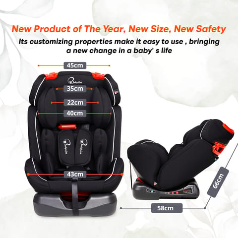 Babykins BK1004: ECE R44/04 Safety Certified Convertible Car Seat for Kids, 3 Recline Positions (Age:0-12y) (Matte Black) (SEAT Belt Installation ONLY)