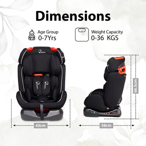 Babykins BK1004: ECE R44/04 Safety Certified Convertible Car Seat for Kids, 3 Recline Positions (Age:0-12y) (Matte Black) (SEAT Belt Installation ONLY)