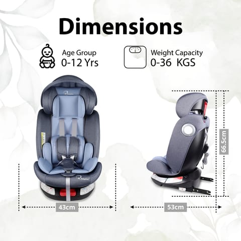 Babykins Convertible Isofix Baby Car Seat 360 Rotatable ECE R44/04 Safety Certified Car Seat for Kids of 0 to 12 Years Age with 4 Recline Position (Blue)