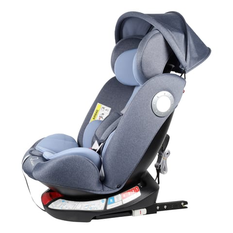 Babykins Convertible Isofix Baby Car Seat 360 Rotatable ECE R44/04 Safety Certified Car Seat for Kids of 0 to 12 Years Age with 4 Recline Position (Blue)