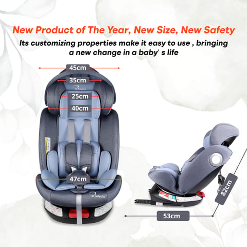 Babykins Convertible Isofix Baby Car Seat 360 Rotatable ECE R44/04 Safety Certified Car Seat for Kids of 0 to 12 Years Age with 4 Recline Position (Blue)