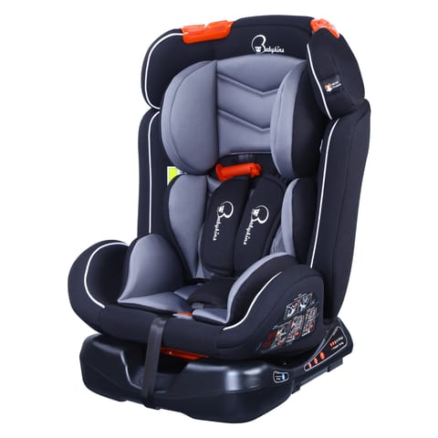 Babykins Convertible Isofix Baby Car Seat with 4 Recline Positions (Age:0-12y) | Your Child’s Throne for Safe Rides! [ECE R44/04 Safety Certified] | Available in Black-Grey