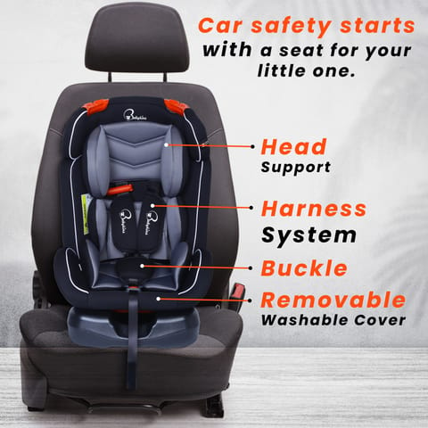 Babykins Convertible Isofix Baby Car Seat with 4 Recline Positions (Age:0-12y) | Your Child’s Throne for Safe Rides! [ECE R44/04 Safety Certified] | Available in Black-Grey