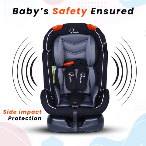 Babykins Convertible Isofix Baby Car Seat with 4 Recline Positions (Age:0-12y) | Your Child’s Throne for Safe Rides! [ECE R44/04 Safety Certified] | Available in Black-Grey