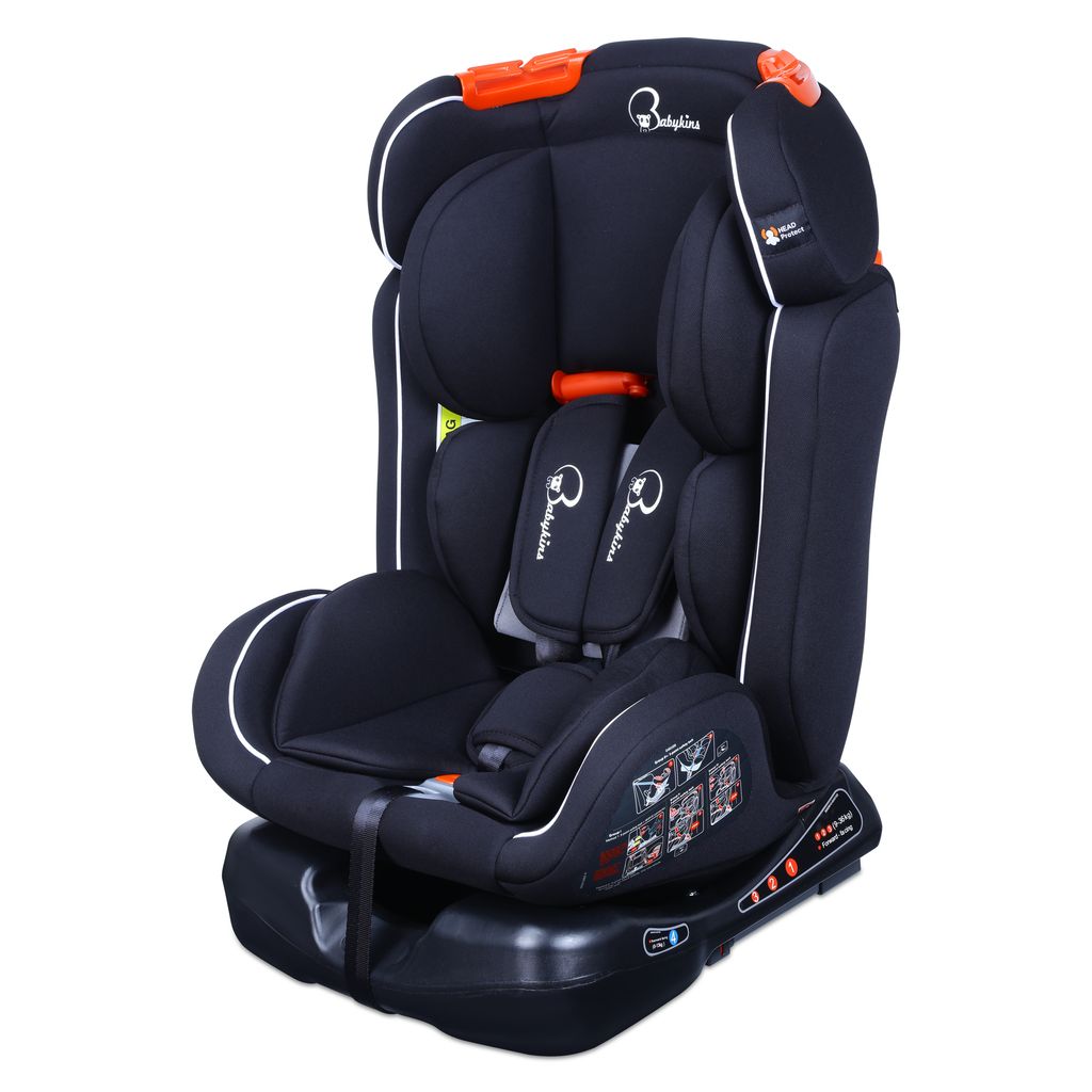 Babykins Convertible Isofix Baby Car Seat with 3 Recline Positions (Age:0-12y) | Your Child’s Throne for Safe Rides! [ECE R44/04 Safety Certified] | Available in Matte Black