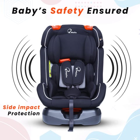 Babykins Convertible Isofix Baby Car Seat with 3 Recline Positions (Age:0-12y) | Your Child’s Throne for Safe Rides! [ECE R44/04 Safety Certified] | Available in Matte Black