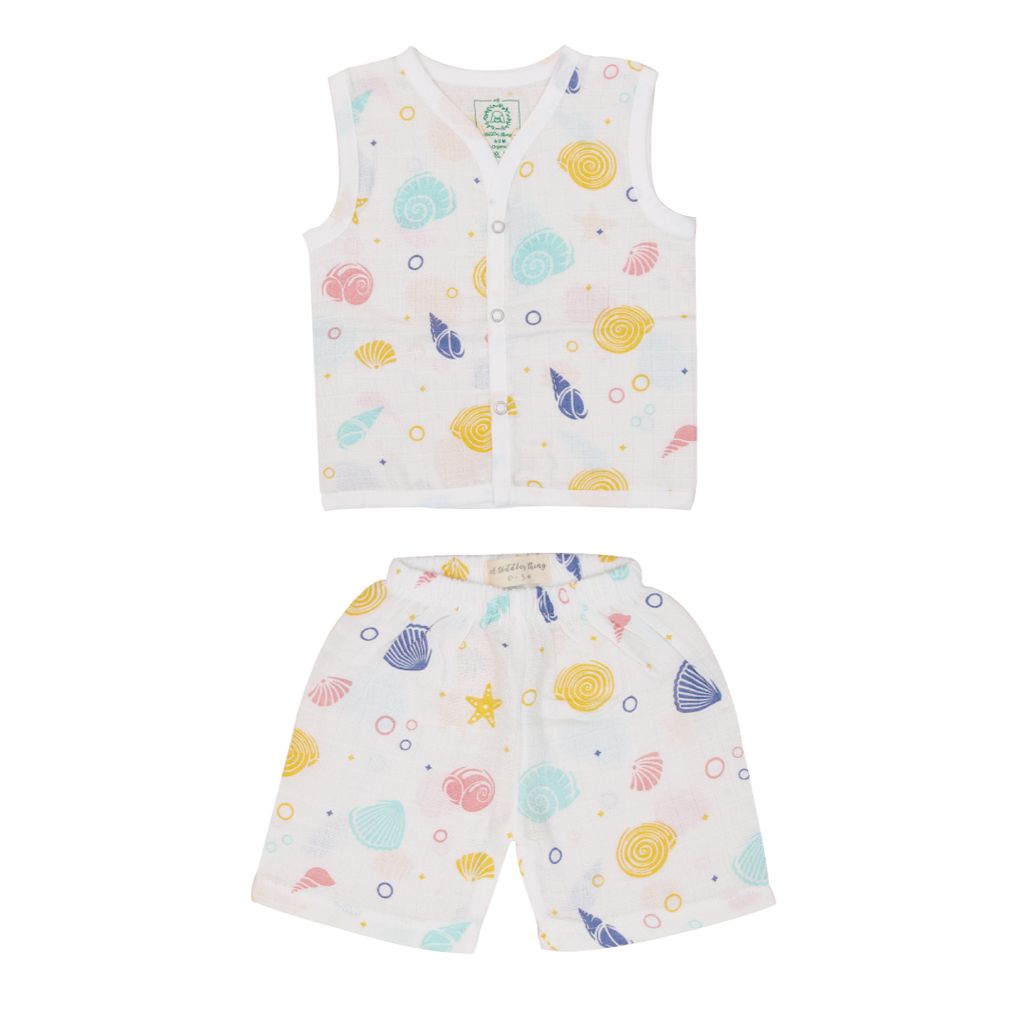 A Toddler Thing Muslin Jabla and Shorts - Sea Shell