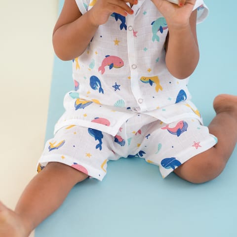 A Toddler Thing Muslin Jabla and Shorts - Whale Star