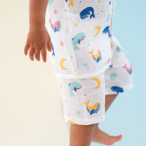 A Toddler Thing Muslin Jabla and Shorts - Whale Star