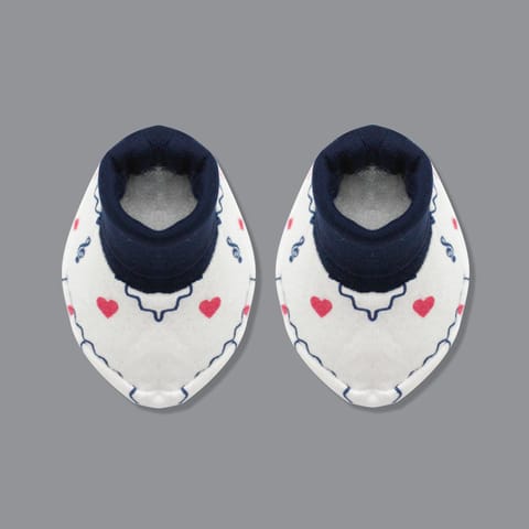 Born Babies Babies 100% Cotton Printed Cap Mittens And Booties Set - Navy