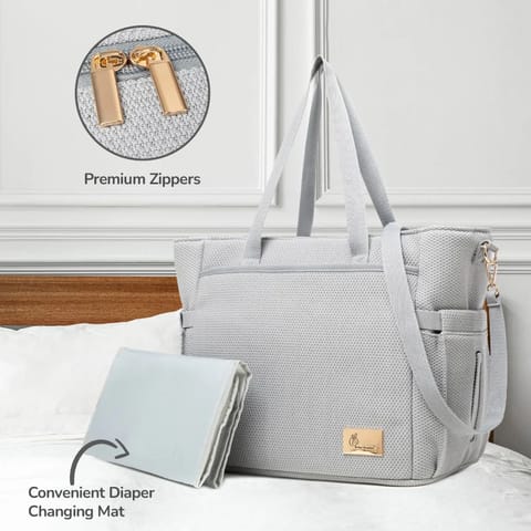 R For Rabbit Caramello Tote Multi Purpose Diaper Bag With Spacious Storage, Grey