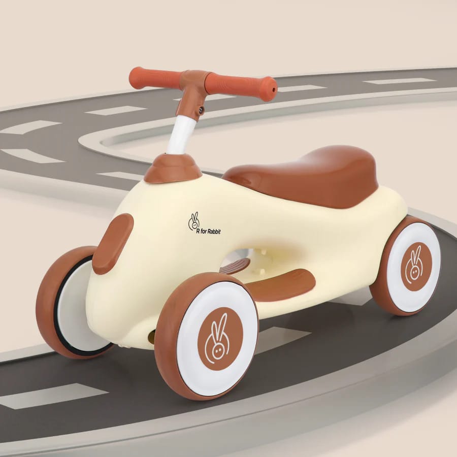 R For Rabbit Speedster Zoomy Push Ride On Car for Kids, Cream Brown