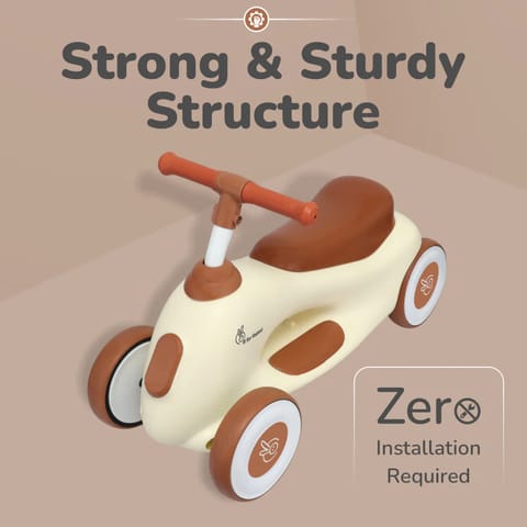 R For Rabbit Speedster Zoomy Push Ride On Car for Kids, Cream Brown