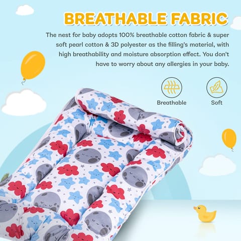 Baybee Polyester Little Max 3 in 1 Baby's Cotton Bed, Cum Carry Bed Printed Baby Sleeping Bag, Baby Bed-Infant Portable Bassinet-Nest for Co-Sleeping Baby Bedding for New Born 0-12 Months Old (Red)