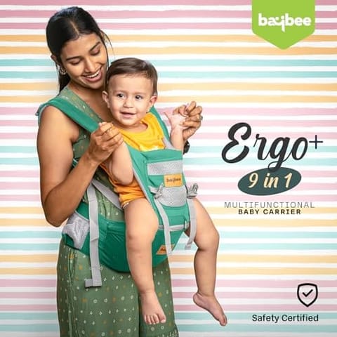 BAYBEE 9 in 1 Multipurpose Baby Carrier for New Born | Adjustable Baby Kangaroo Bag with 9 Carry Positions & Safety Belt | Baby Sling Carry Bags with Hip Seat | Baby Carrier Bag for 0 to 3 year Baby (Green)