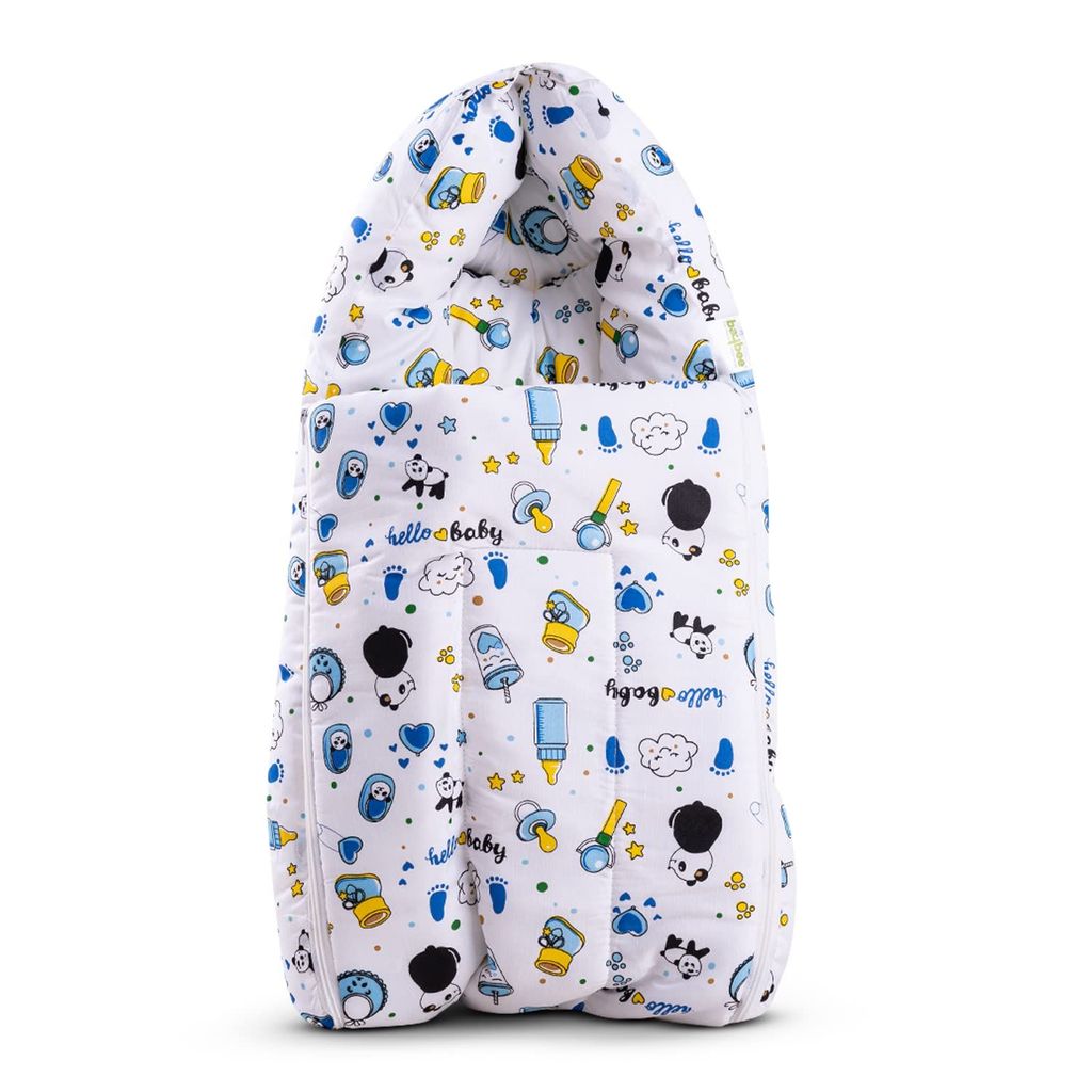 BAYBEE Polyester Baby Cotton Bed Cum Carry Bed Printed Baby Sleeping Bag-Baby Bed-Infant Portable Bassinet-Nest for Co-Sleeping Unisex Baby Bedding for New Born 0-12 Months Old (Panda Blue)