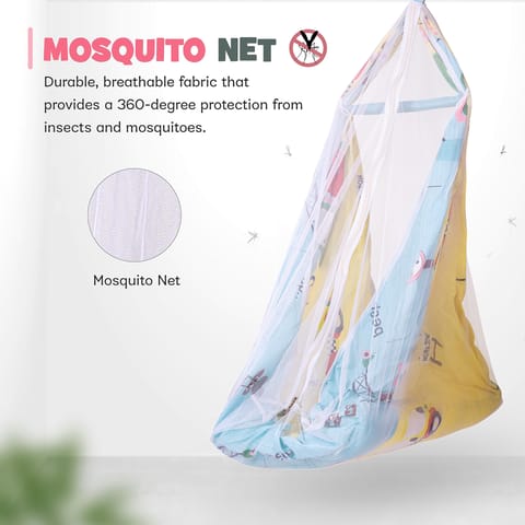 BAYBEE Cotton New Born Hanging Sleep Swing Cradle/Jhula/Jhoola/Baby Bedding with mosquito net and Spring Set for 0 to 12 Months Baby Boys and Girls